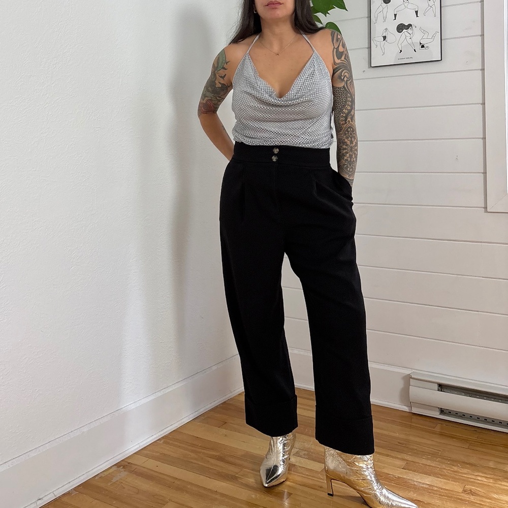 Club Monaco Black High-Waist Tailored Pants